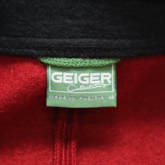 Geiger Collections Womens Wool Jacket Cardigan Red Black Size 42 US Large EUC - Picture 5 of 9